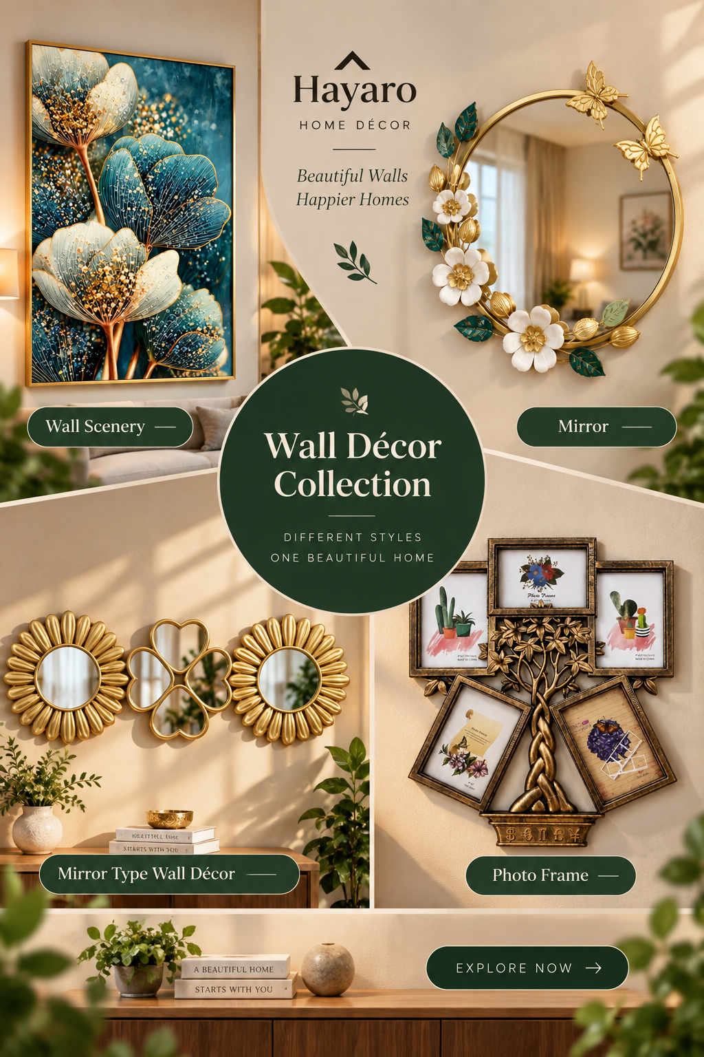 3D Floral Metal Wall Décor
