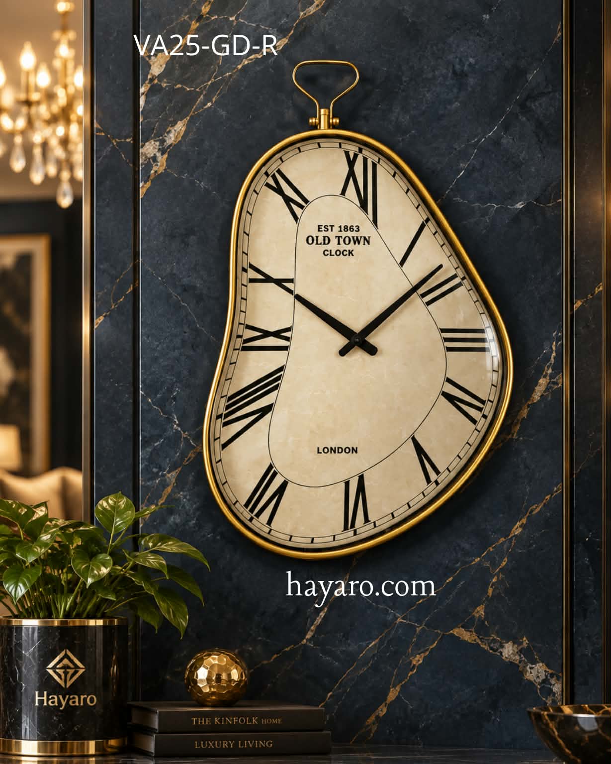 Vintage Asymmetrical Luxury Wall Clock VA25-GD-R