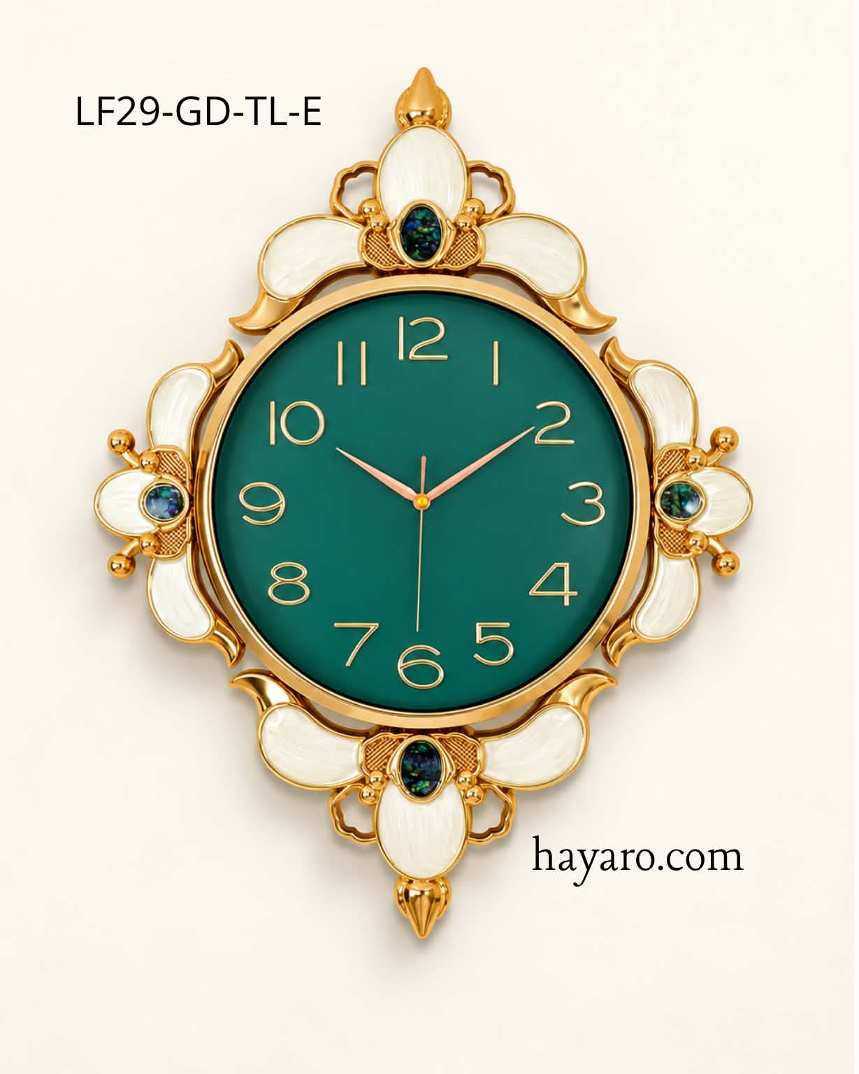 Luxury Floral Teal Wall Clock- LF29-GD-TL-E